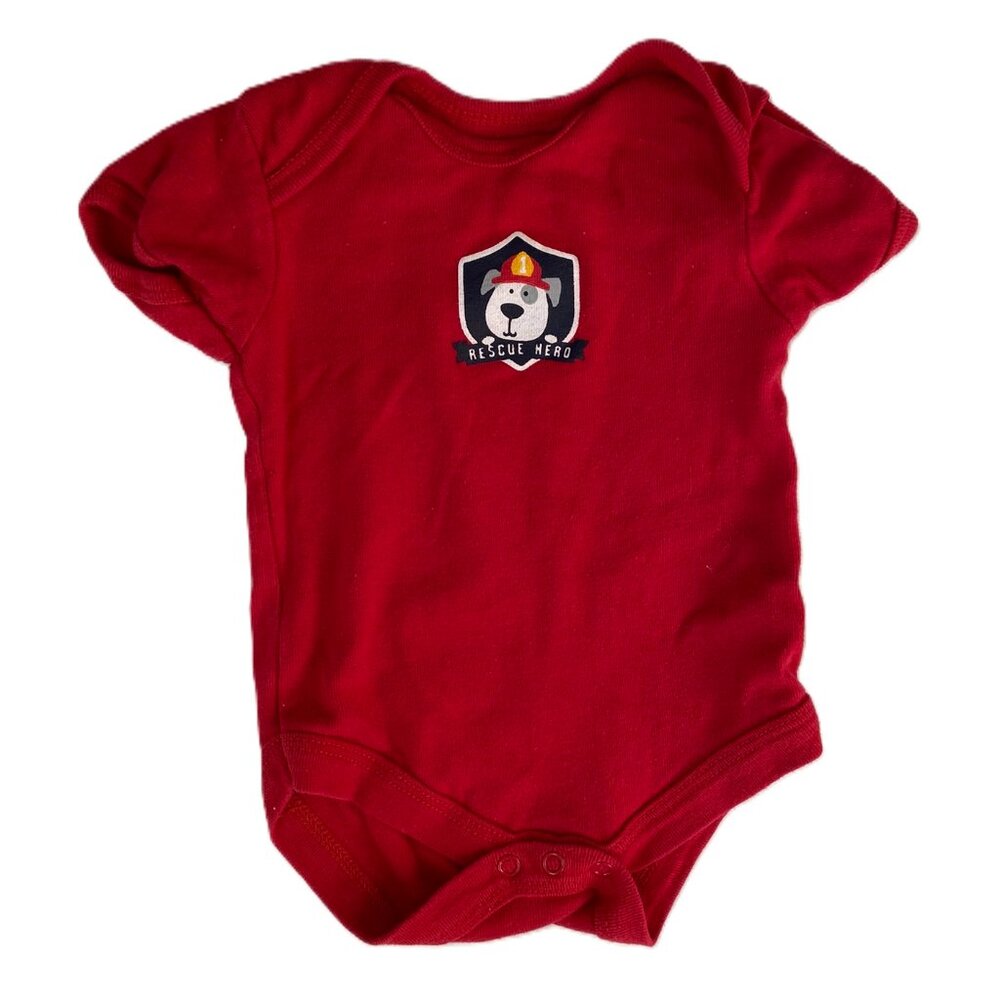 🌟 $2 Add On | Fire Fighter Short Sleeve Bodysuit 0-3M Red